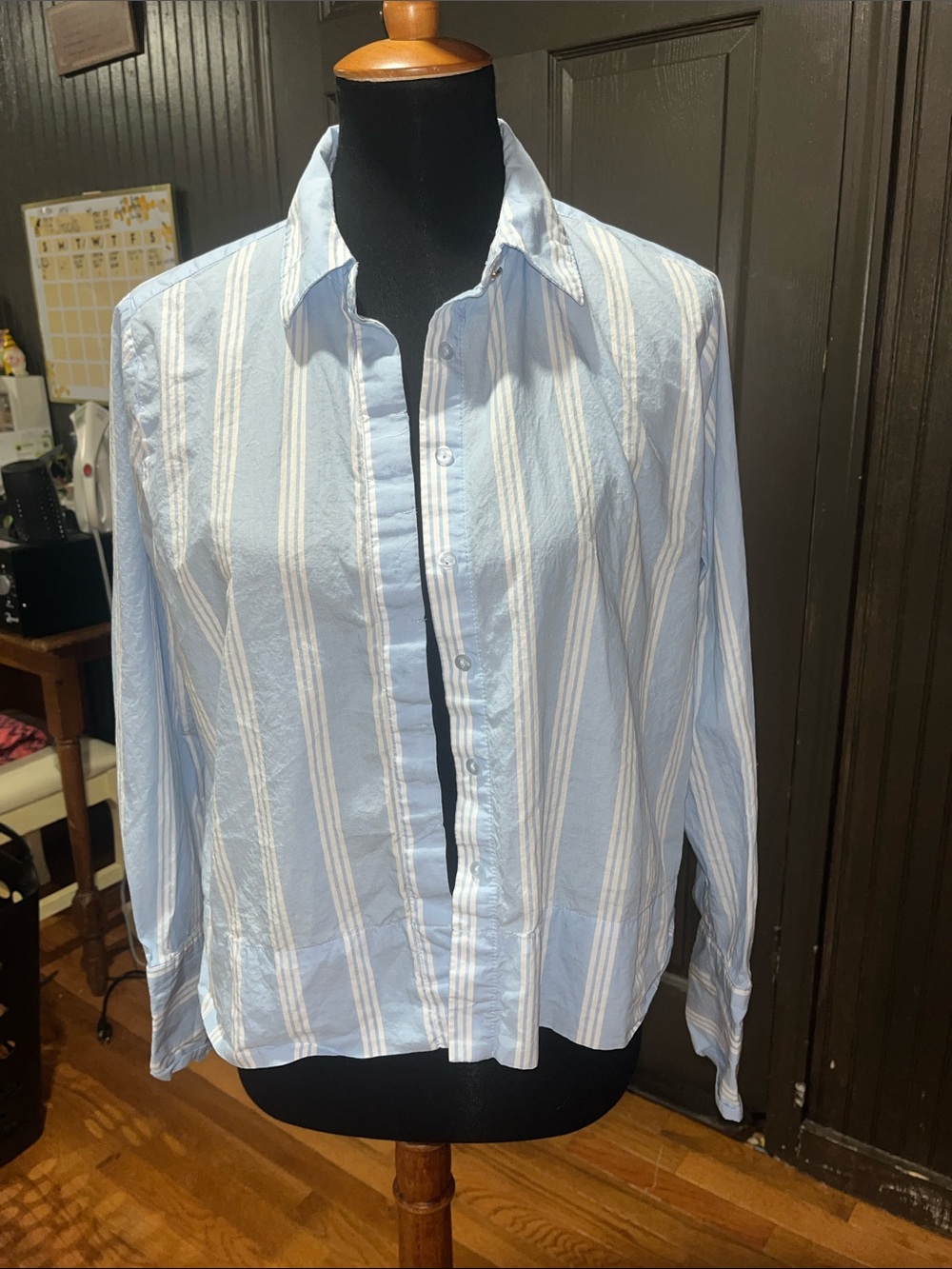 Men's Light Blue Striped Button-Down Shirt